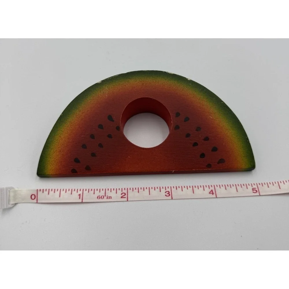 Set Of‎ 4 Wood Watermelon Napkin Rings 4th Of July Summer Picnic Holiday